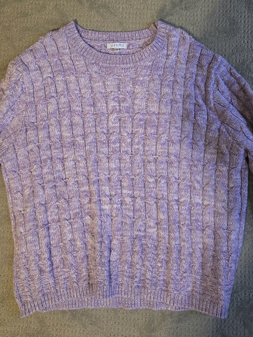 Vietri Purple Cable Knit Crewneck Sweater